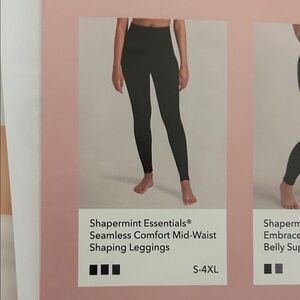 Shapermint Black Seamless Mid-Waist Shaping Leggings. Dark gray.